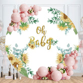 Aperturee - Sunflowers And Gold Oh Baby Rpund Baby Shower Backdrop